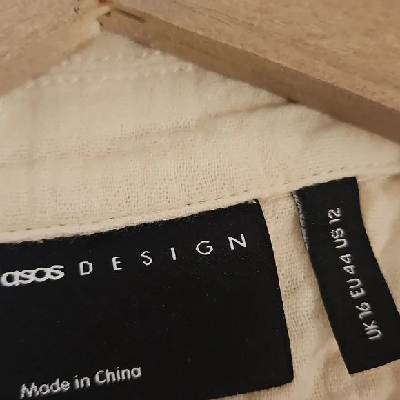 NWT ASOS DESIGN Button Down cheesecloth shirt Sz.12 - Picture 6 of 8